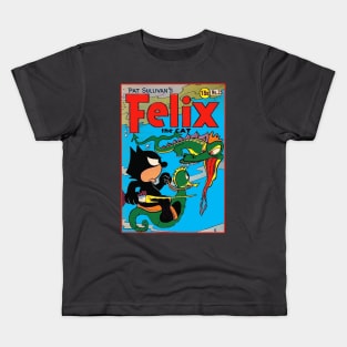 Felix the Cat Fights a Sea Dragon 1940s Original Comic Book Cover Kids T-Shirt